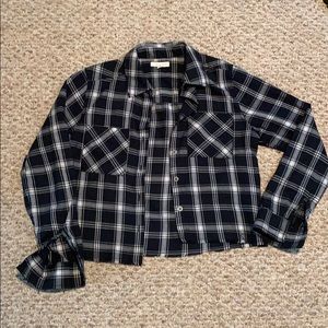 LA hearts blk/wht plaid button up